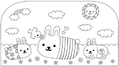 ぬり絵【イチゴ・ニジ・クルマ】